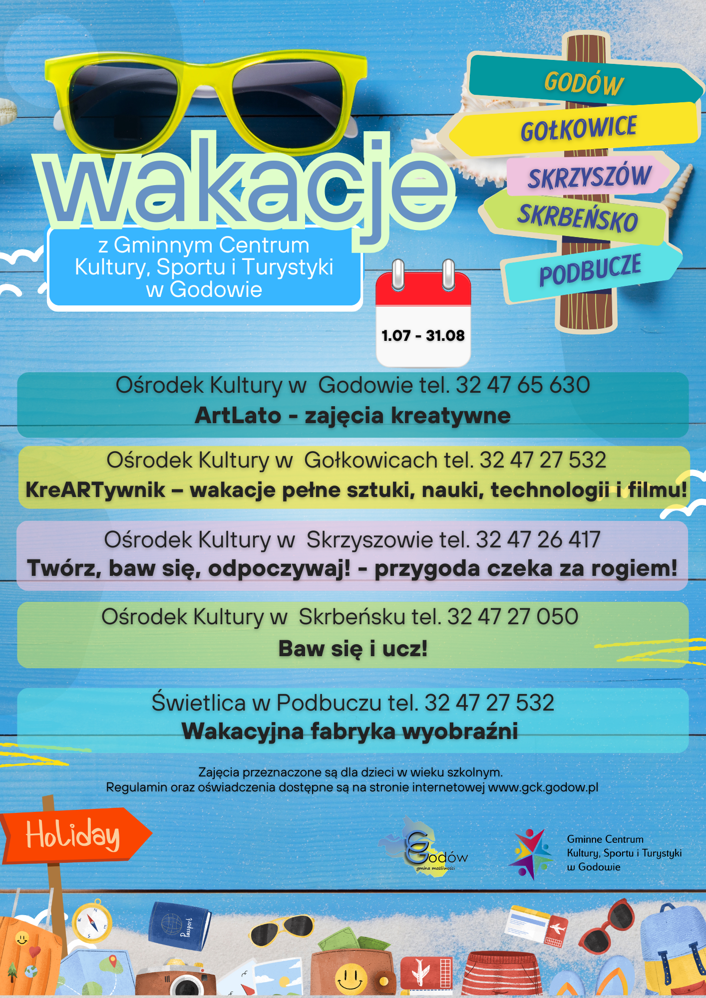 Plakat - wakacje z GCKSiT w Godowie